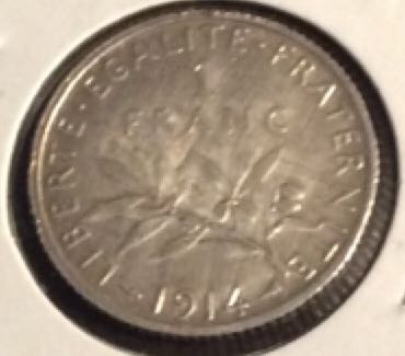 Franc, 1 Franc France 1914  coin collectible - Main Image 2