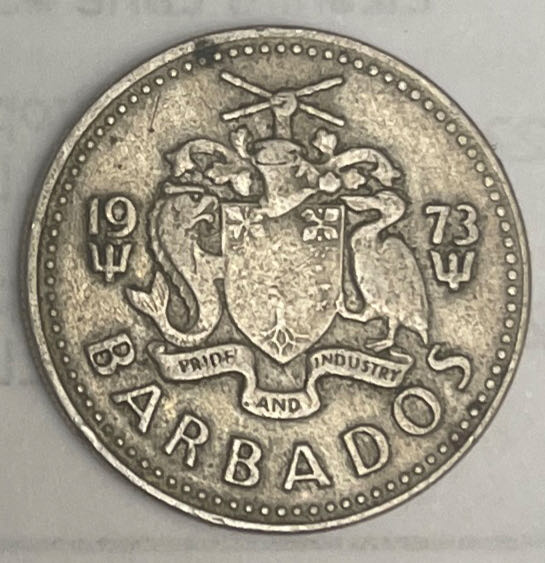 1-Barbados 25 Cents, 1973  coin collectible - Main Image 2