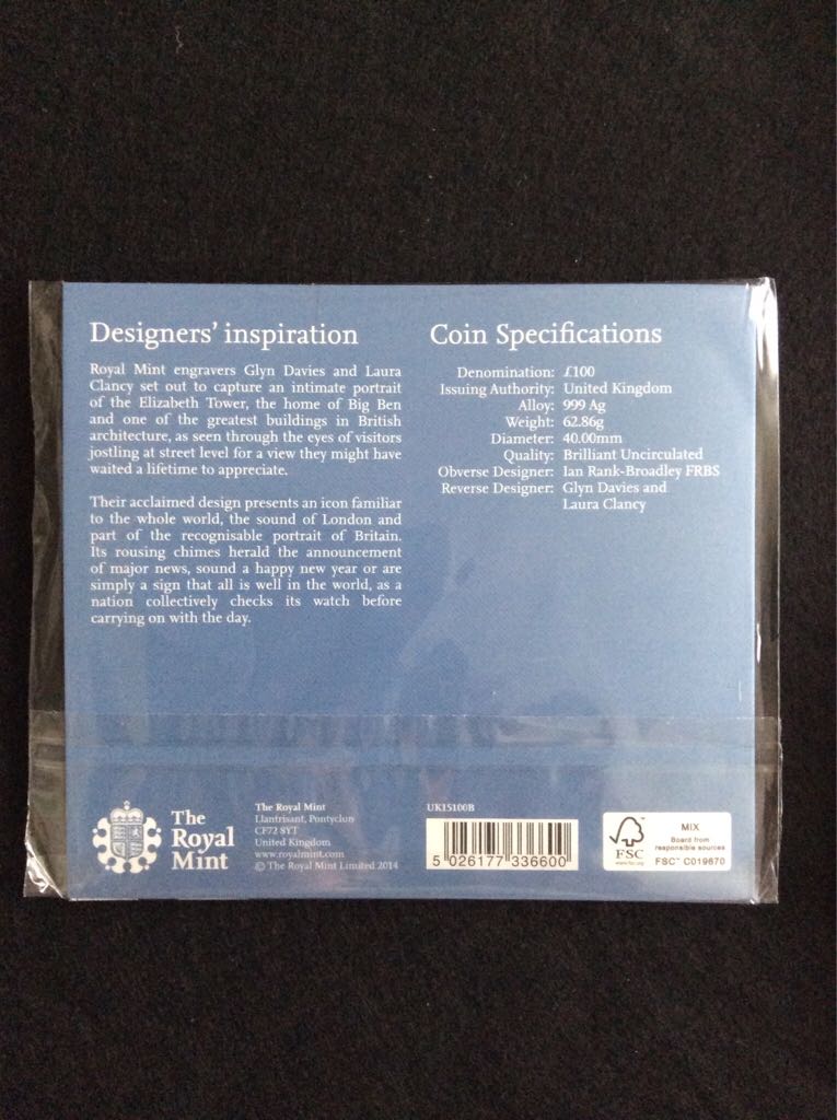 Big Ben Heartbeat Of The Nation £100  coin collectible - Main Image 2