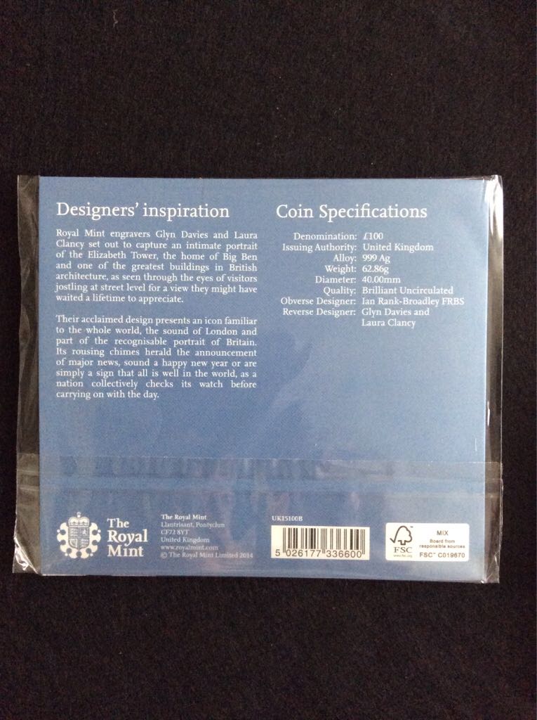 Big Ben Heartbeat Of The Nation £100  coin collectible - Main Image 2