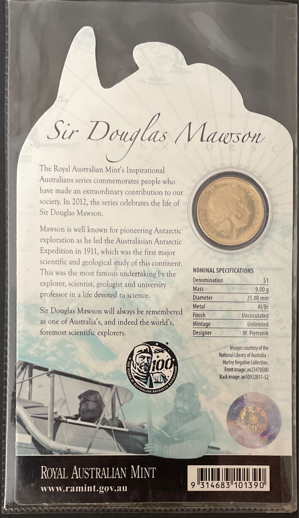 2012 Inspirational Australians - Sir Douglas Mawson  coin collectible [Barcode 9314683101390] - Main Image 3