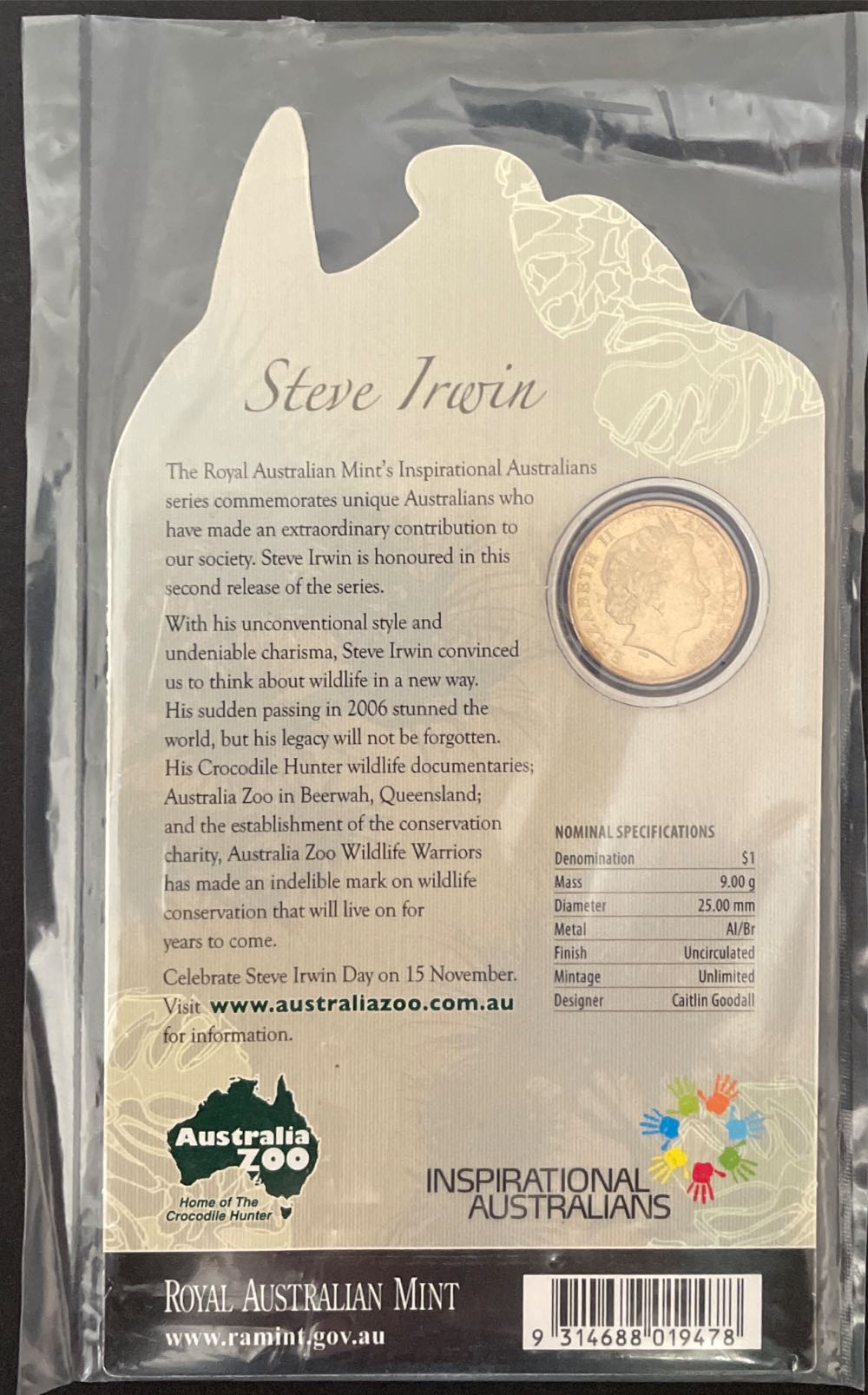 Steve Irwin  coin collectible [Barcode 9314688019478] - Main Image 2