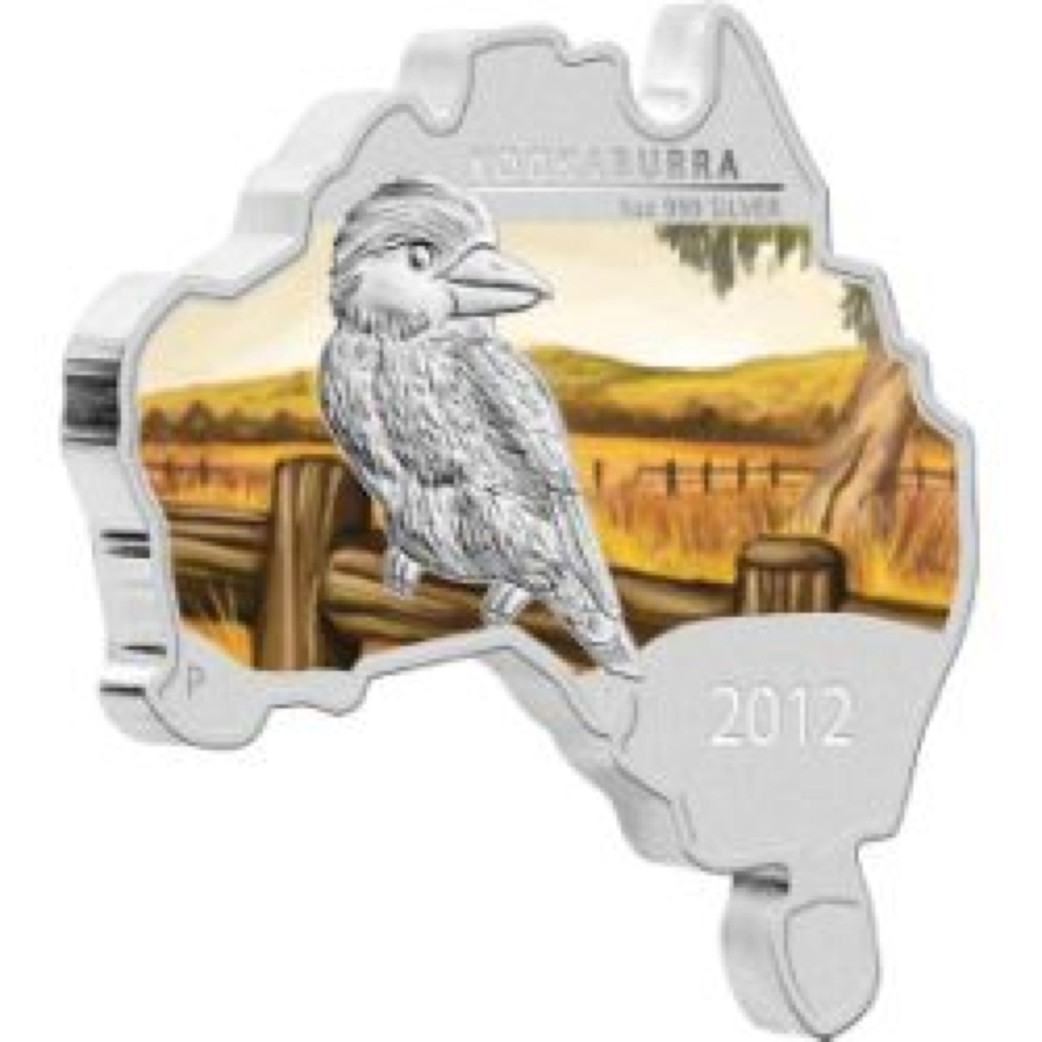2012 Kookaburra 1oz Map Shape  coin collectible [Barcode 9327025022284] - Main Image 1
