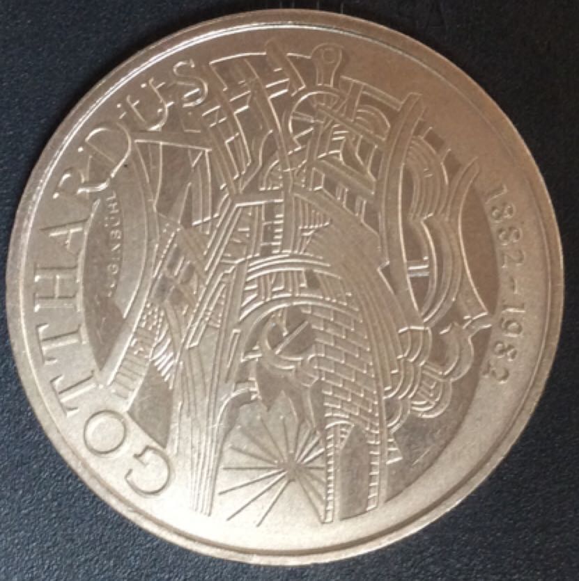 Suisse 5 Francs ” Gotthardus 1882-1982”  coin collectible - Main Image 2