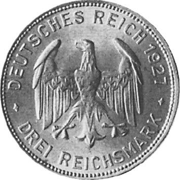 328 - WEIMAR : 3 Reichsmark 1927 A - Uni Tübingen  coin collectible - Main Image 2