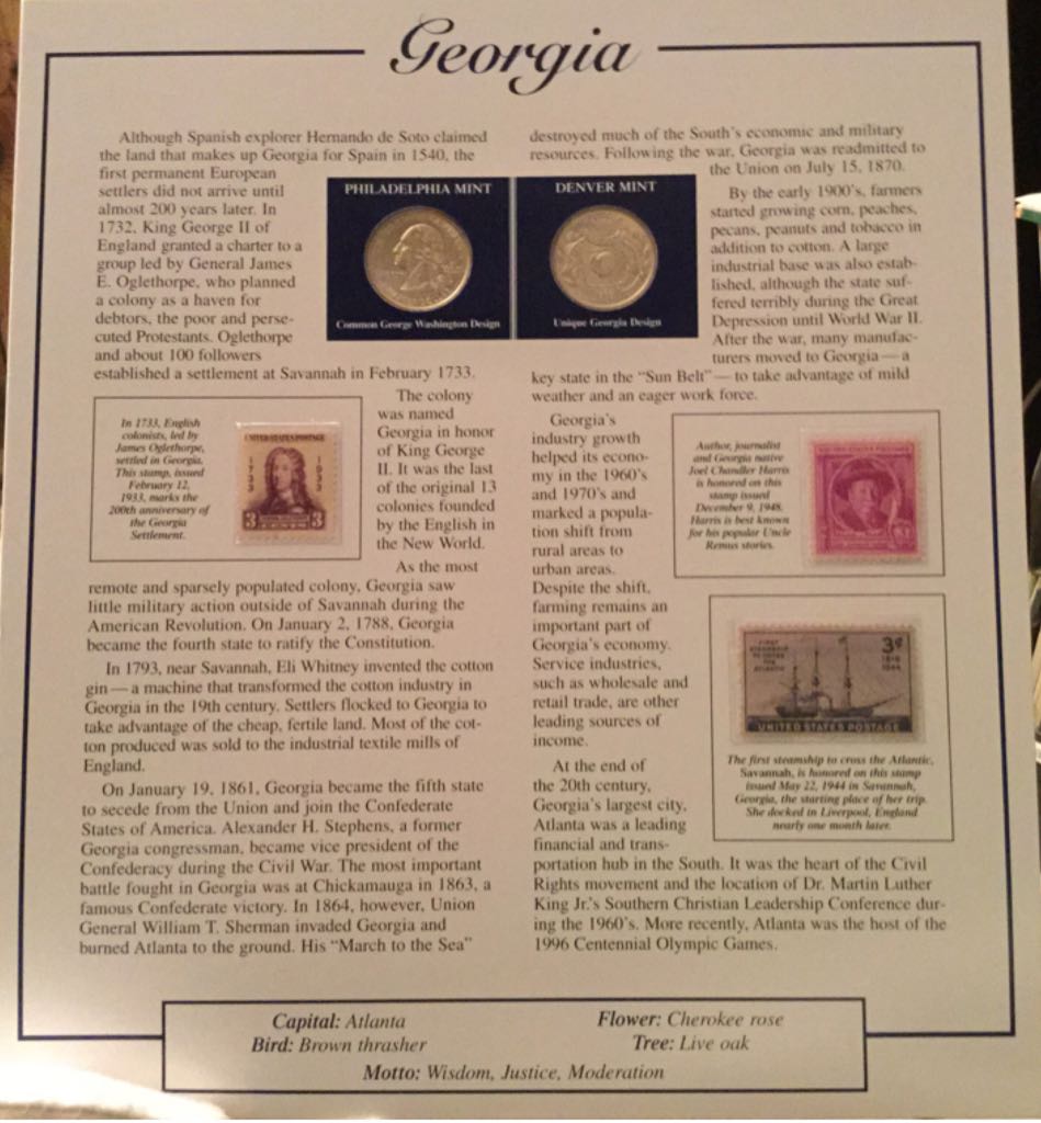 Statehood Quarters Collection Panel-1788 Georgia  coin collectible - Main Image 2