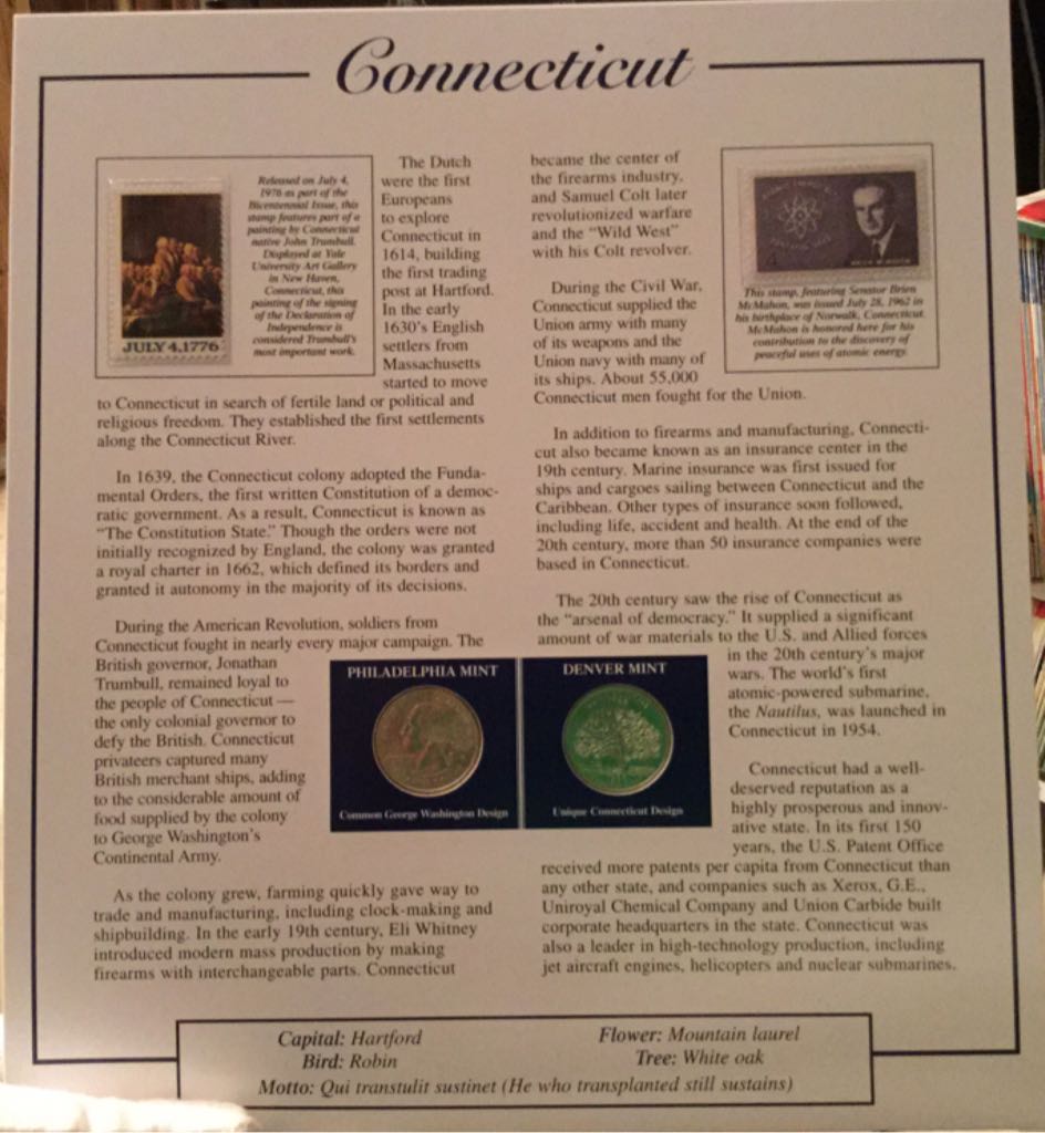 Statehood Quarters Collection Panel-1788 Connecticut  coin collectible - Main Image 2