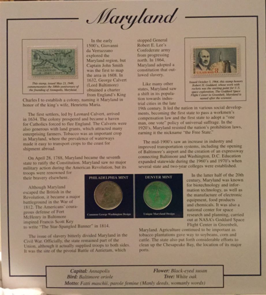 Statehood Quarters Collection Panel-1788 Maryland  coin collectible - Main Image 2