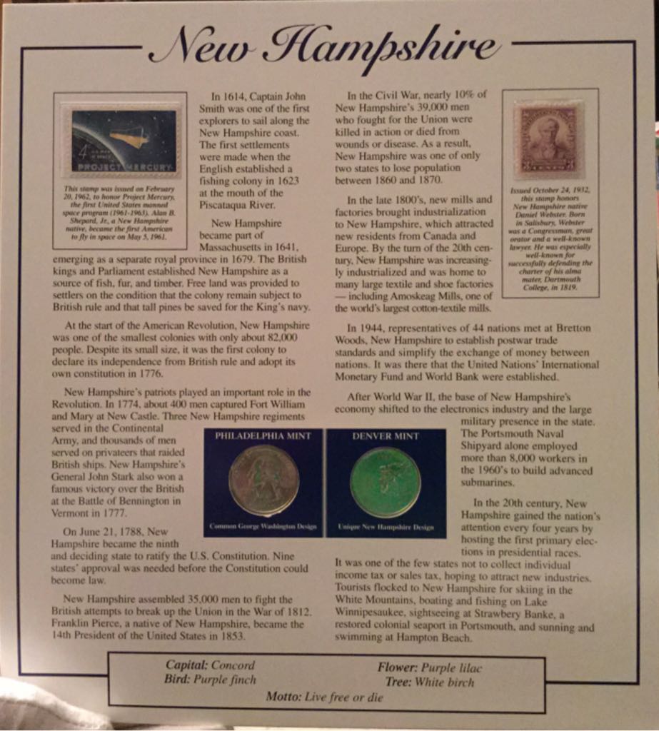 Statehood Quarters Collection Panel-1788 New Hampshire  coin collectible - Main Image 2