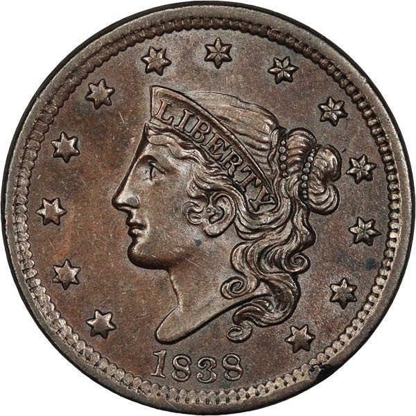 1838 Coronet Head Large Cent coin collectible - Main Image 1