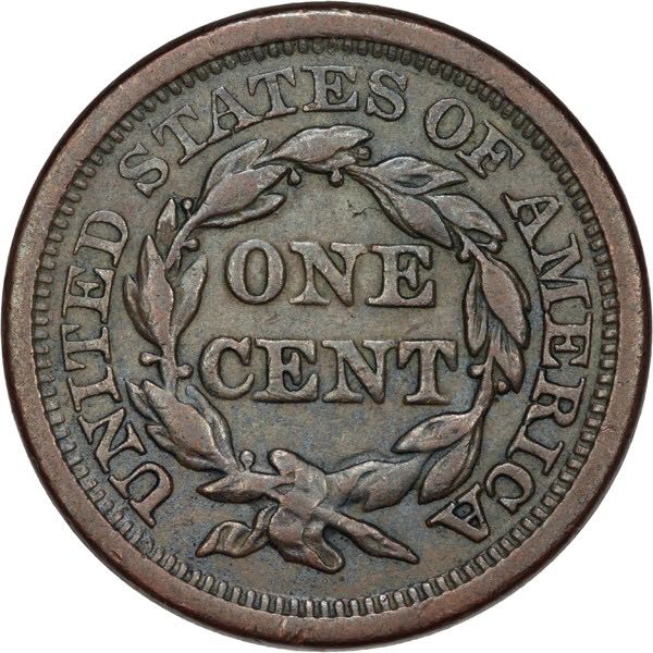 1857 Braided Hair Large Cent Large Date  coin collectible - Main Image 2