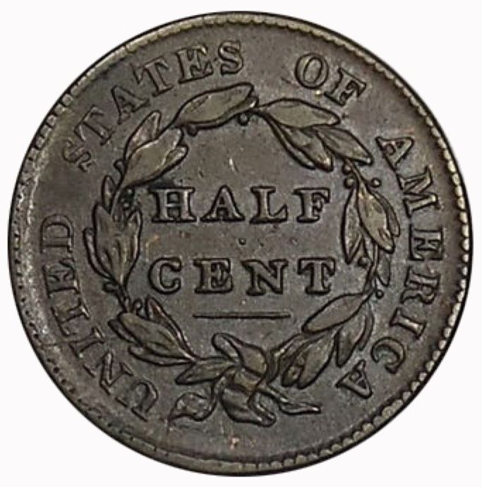 1828 Classic Head Half Cent 12 Stars  coin collectible - Main Image 2