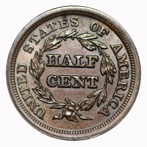 1853 Braided Hair Half Cent  coin collectible - Main Image 2