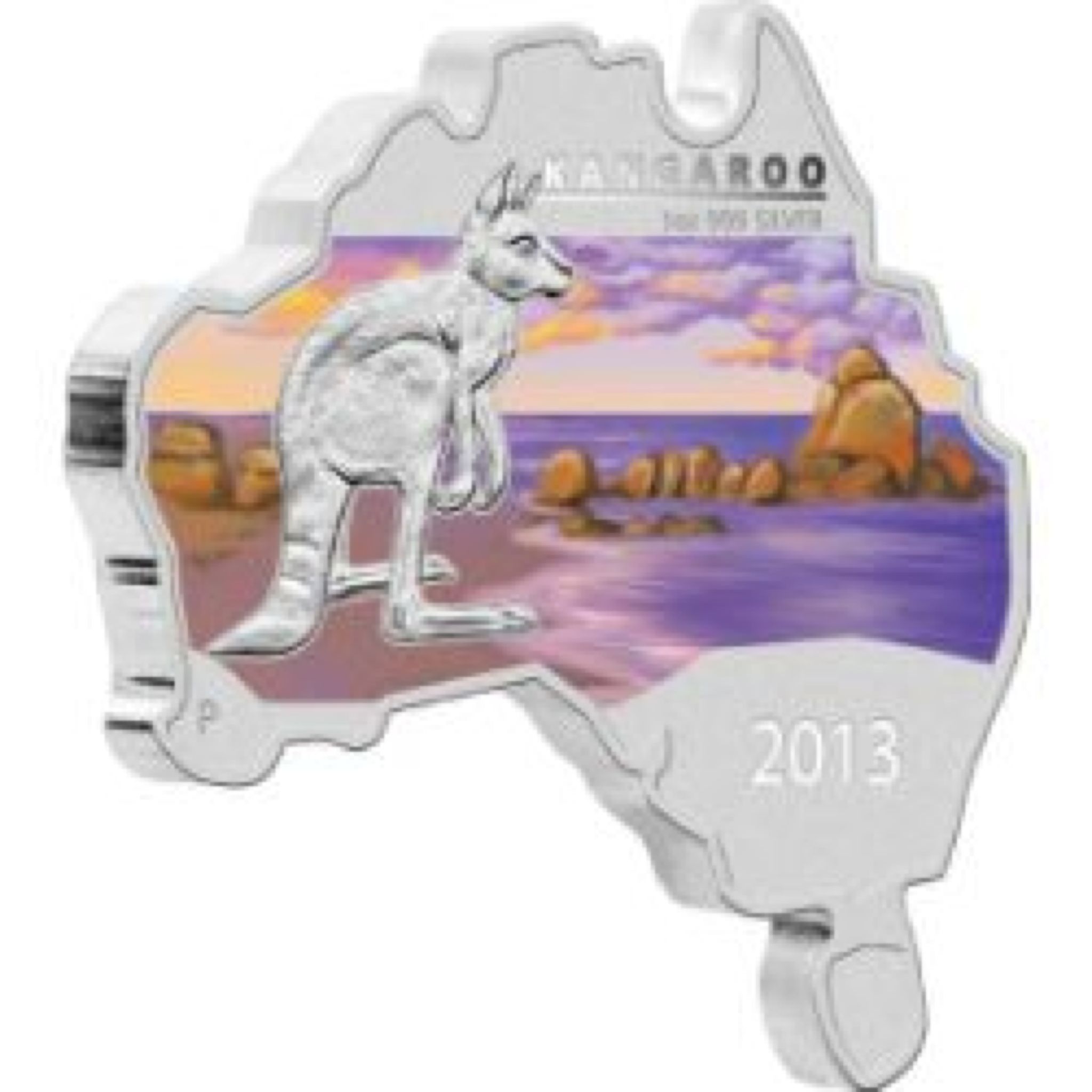 2013 Kangaroo 1oz Map Shape  coin collectible [Barcode 9327025024776] - Main Image 1