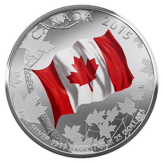 $25 50 Ième Anniversaire Du Drapeau Canadien 2015  coin collectible - Main Image 2