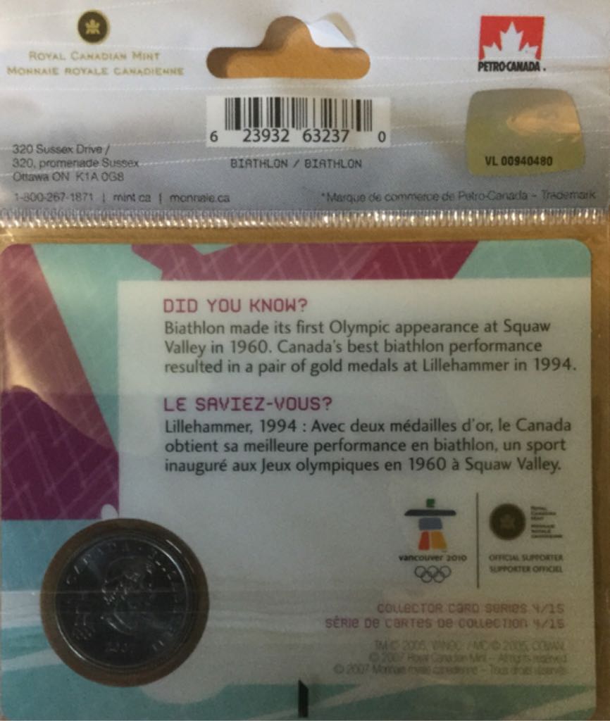 Vancouver 2019 Olympiques D’hiver Biathlon 2007  coin collectible - Main Image 2