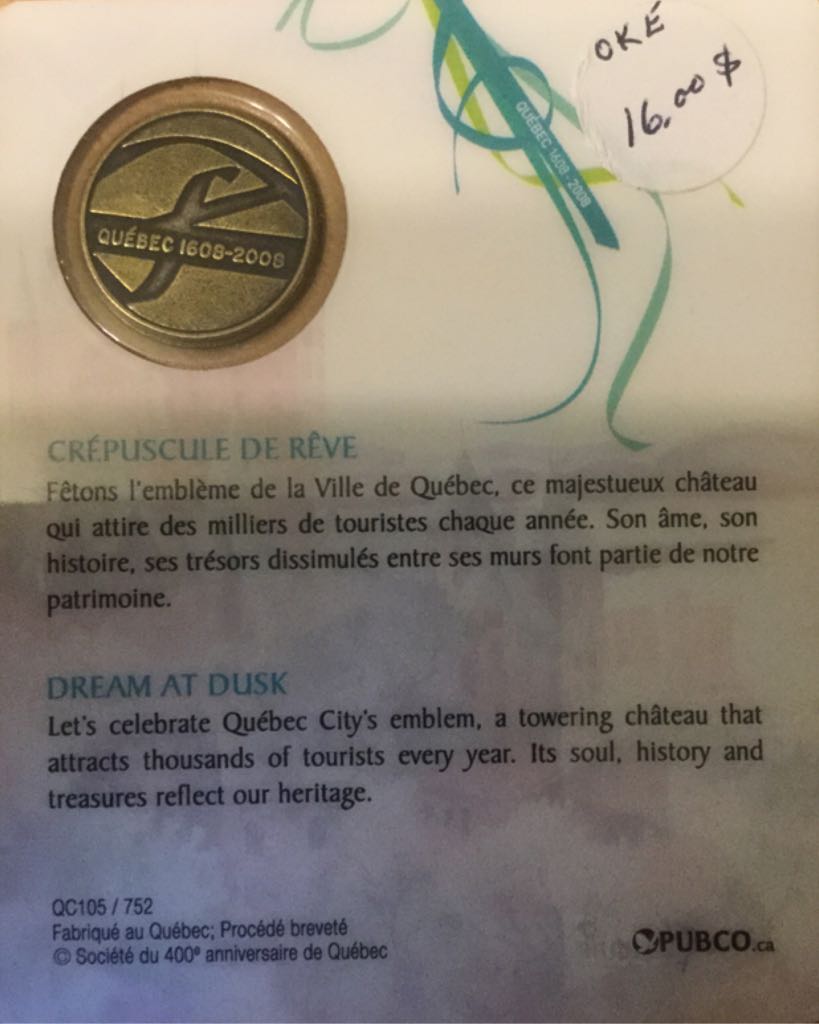 Fêtons 400 Ans Ville De Québec  coin collectible - Main Image 2