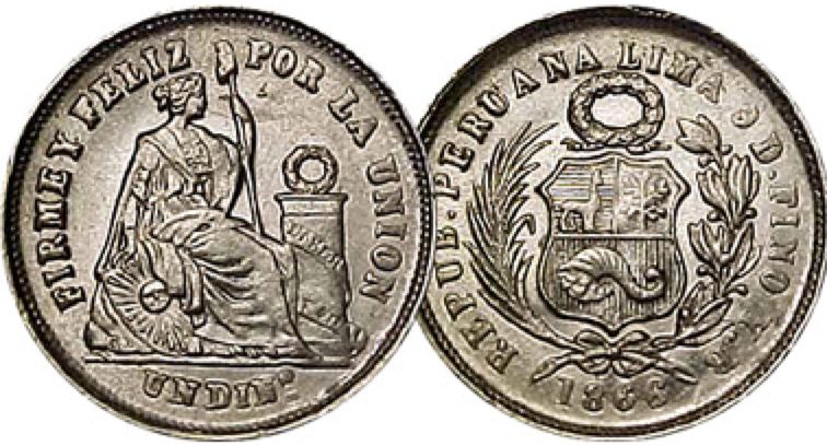 1/2 Dino - Dinero R - Seated Liberty  coin collectible - Main Image 2