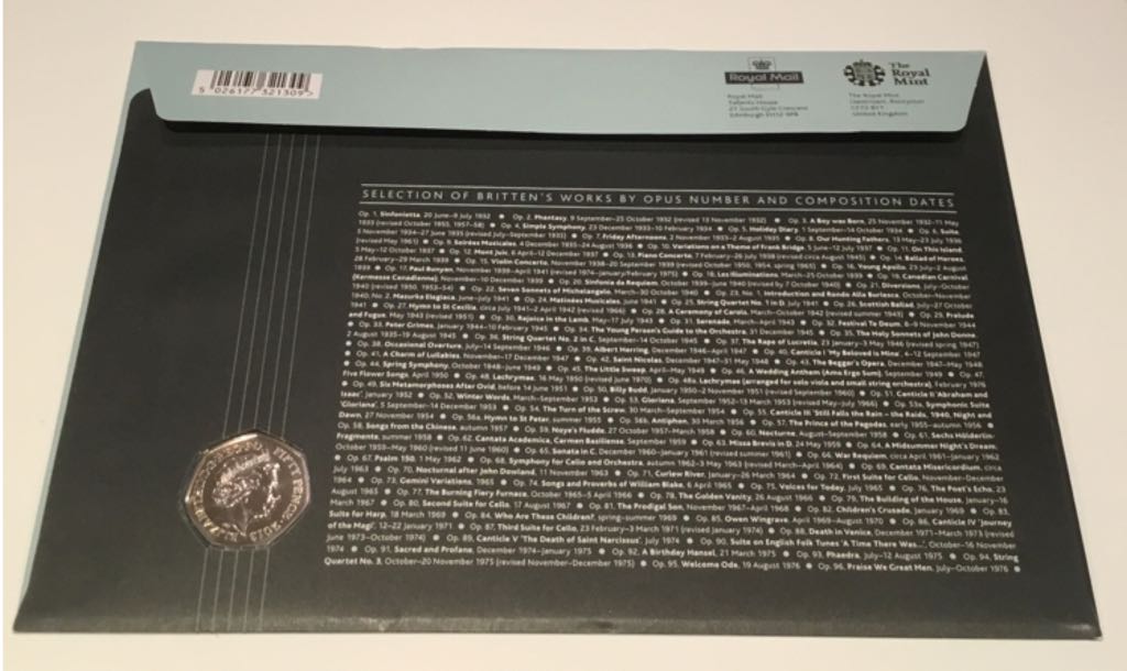 50p: Benjamin Britten  coin collectible - Main Image 2