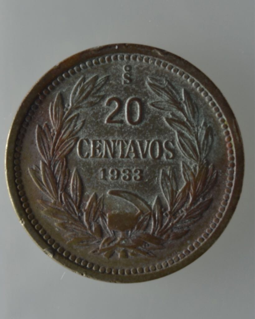 1933 Republica de Chile 20 Centavos  coin collectible - Main Image 2
