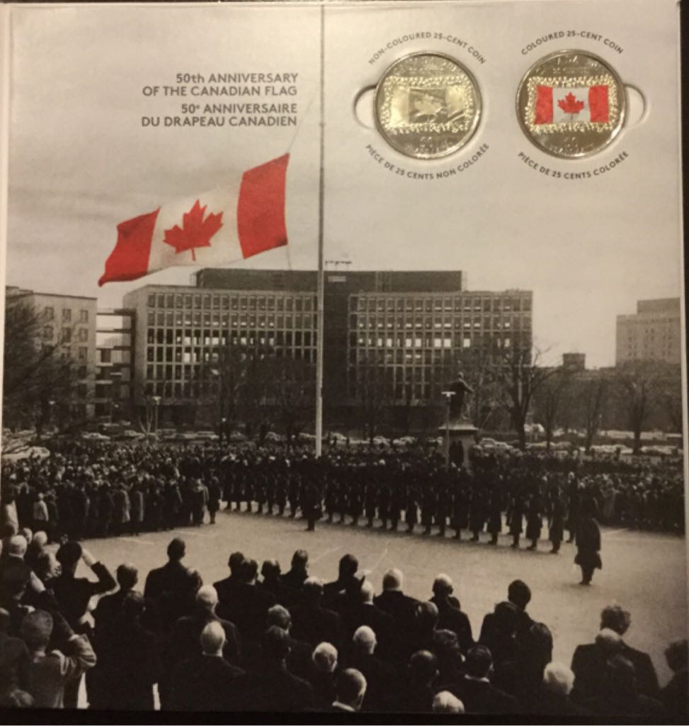 25 Cents 50 Ième Anniversaire Du Drapeau Canadien  coin collectible - Main Image 2