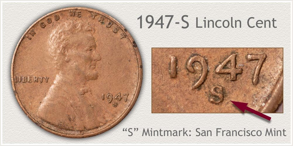 1947-S Lincoln Wheat Cent coin collectible - Main Image 4