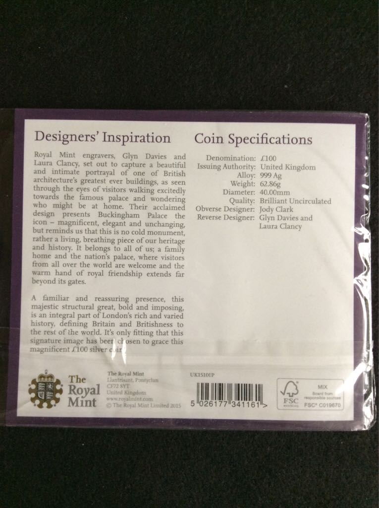 Buckingham Palace £100  coin collectible - Main Image 2