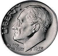 Rosevelt Dime 1955  coin collectible - Main Image 1