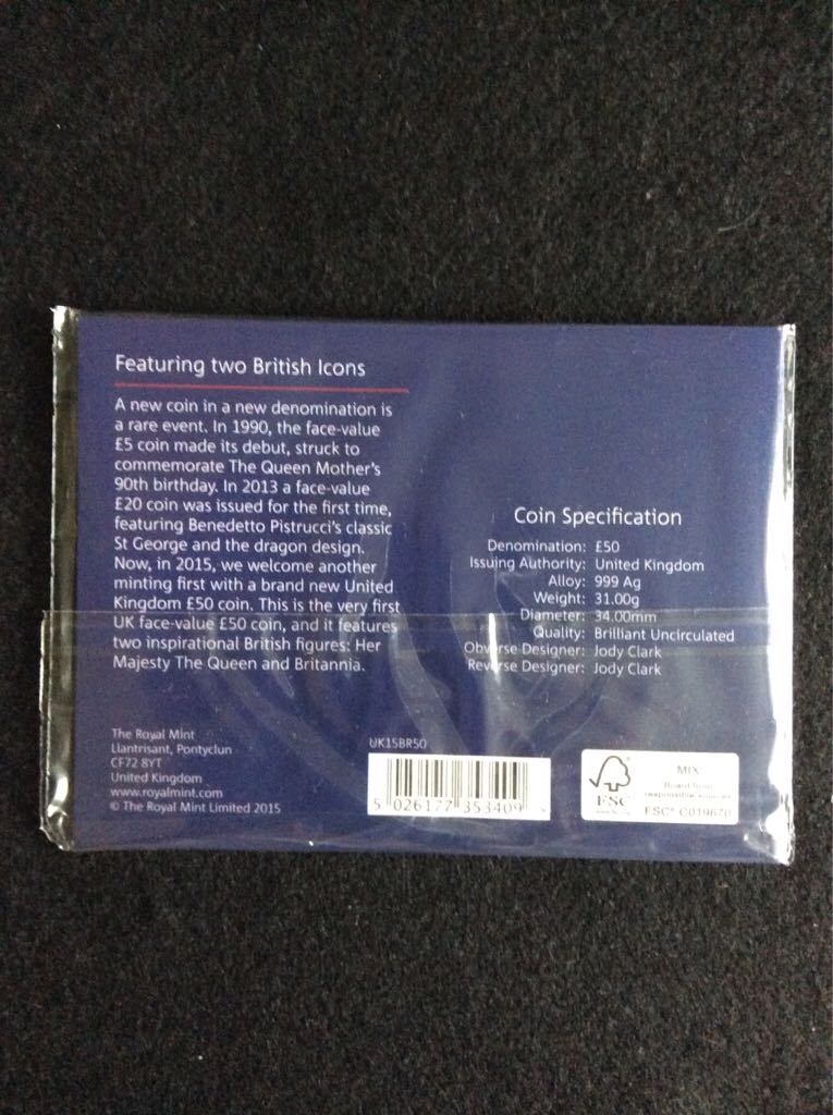 Britannia £50 Silver Brilliant Uncirculated  coin collectible - Main Image 2