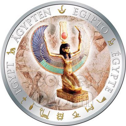 Ash WINGED ISIS Gilded Egypt Silver Coin 1$ Fiji 2012  coin collectible - Main Image 2