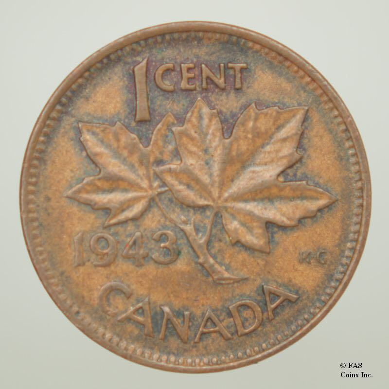 1943 Canada George VI 1 Cent  coin collectible - Main Image 2