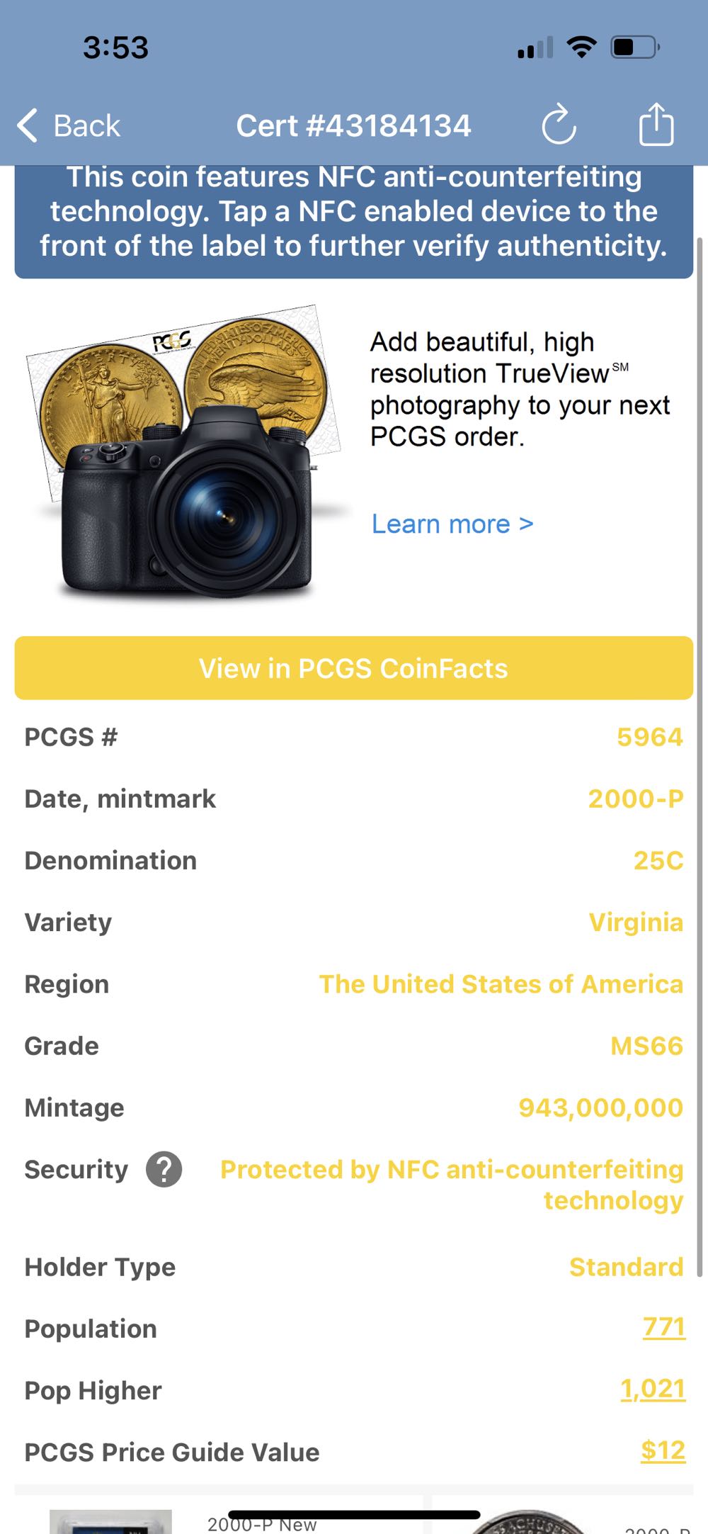 2000 Virginia Quarter (D)  coin collectible - Main Image 3