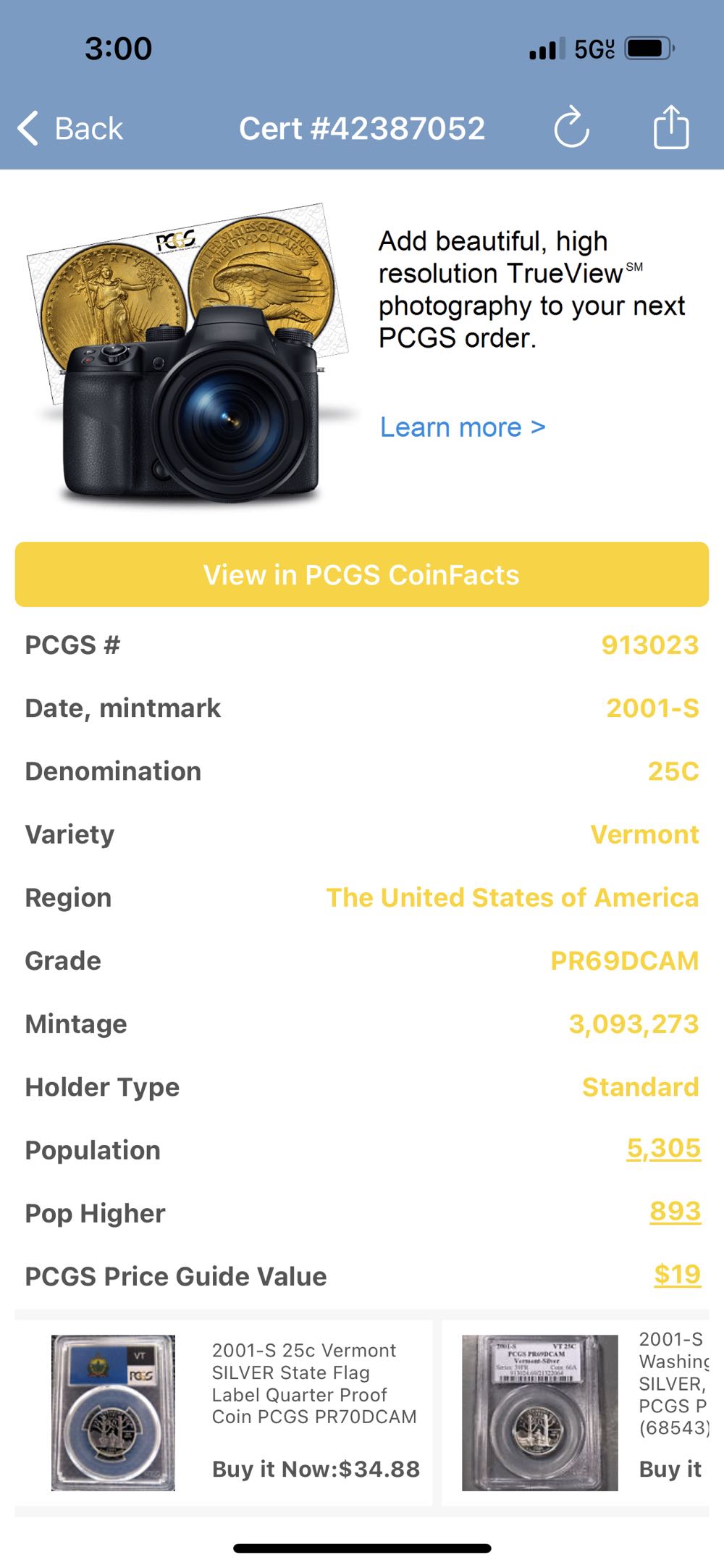 2001 S Vermont State Quarter  coin collectible - Main Image 3