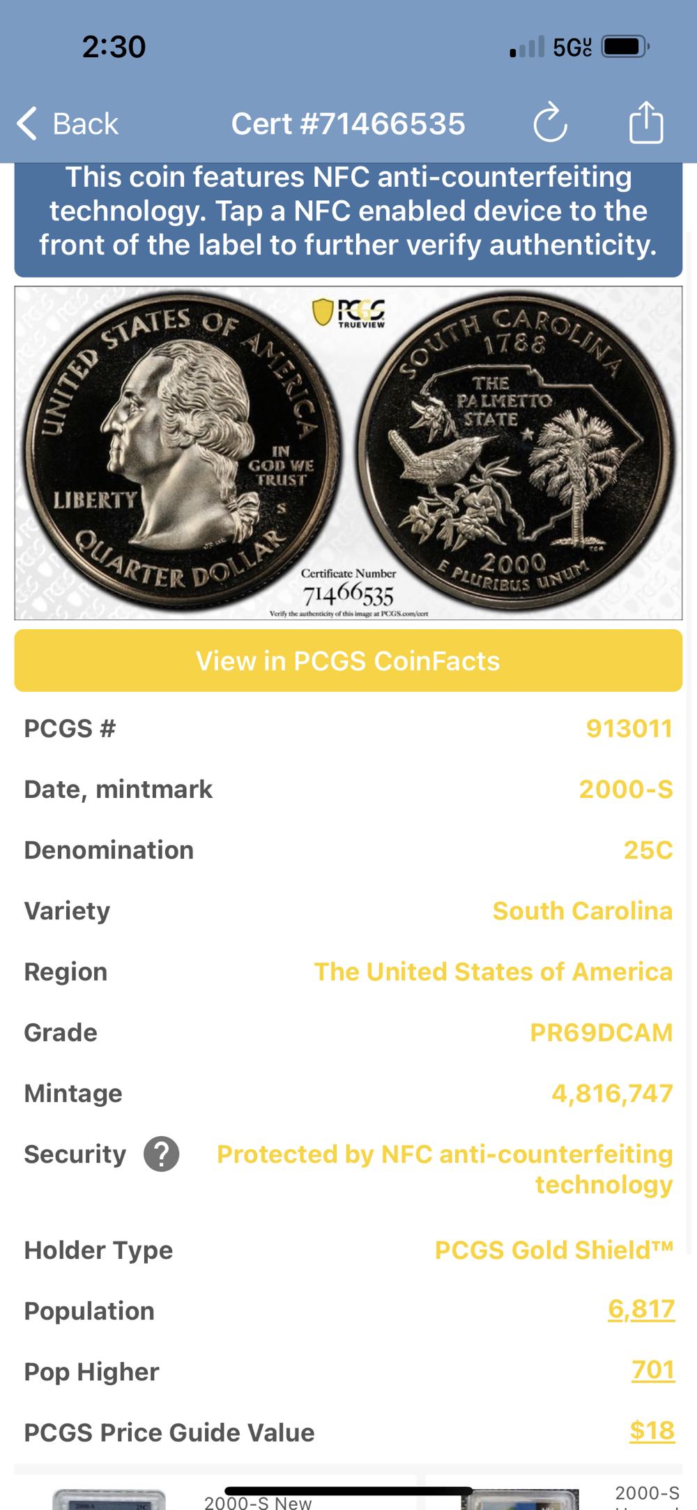 State Quarter South Carolina 2000-S  coin collectible - Main Image 3