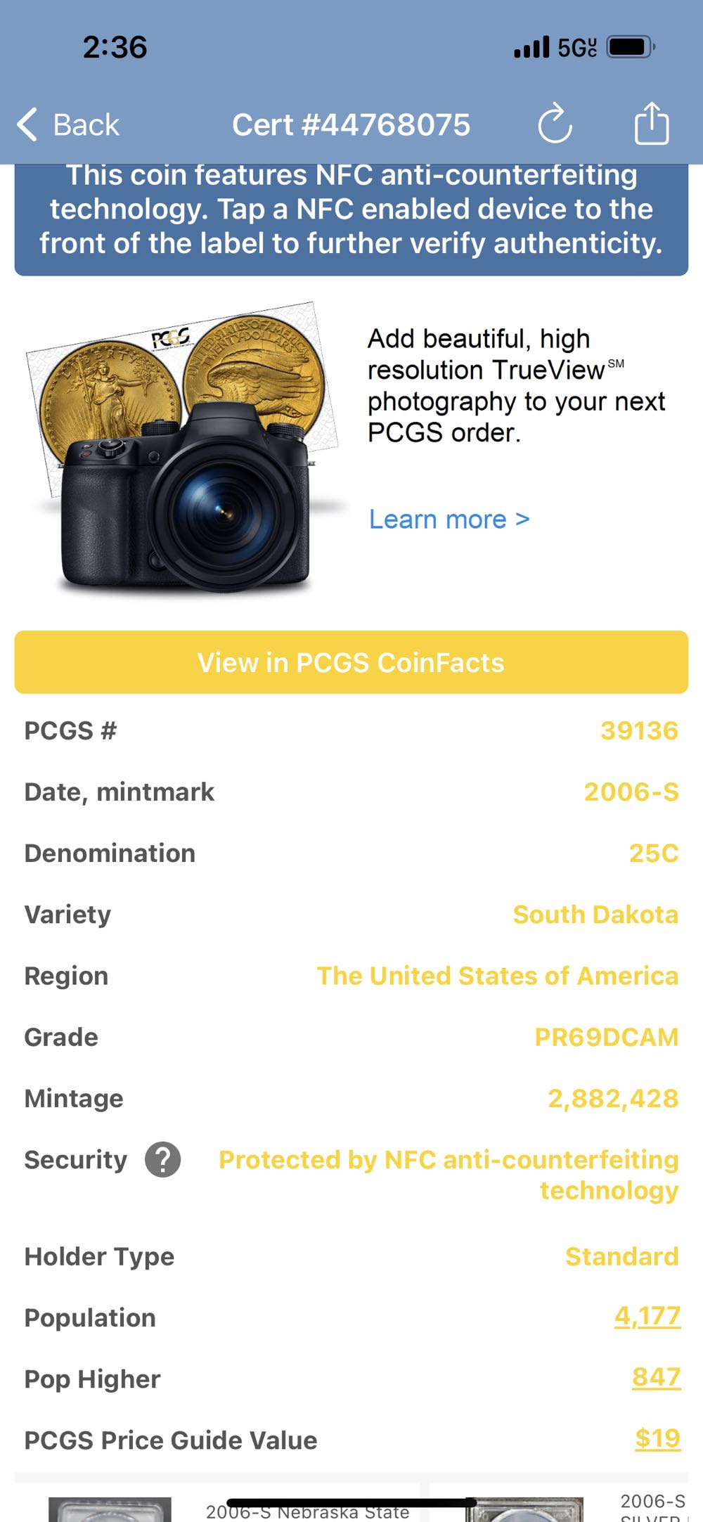 State Quarter South Dakota 2006-S  coin collectible - Main Image 3