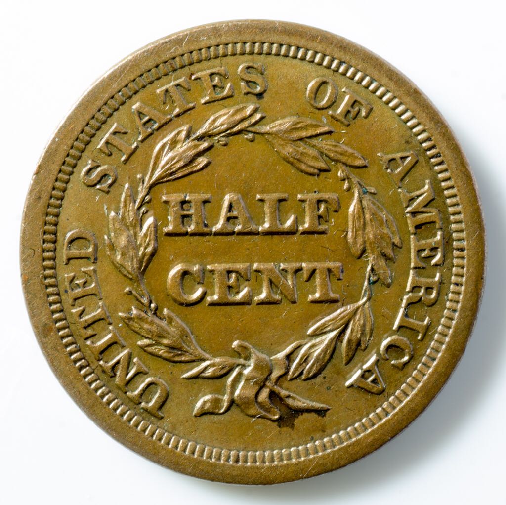 1854 Braided Hair Half Cent  coin collectible - Main Image 2
