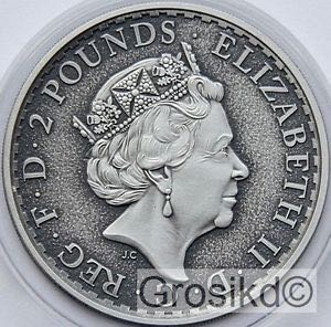 Britannia £2 Silver Bullion Antique Finished  coin collectible - Main Image 2