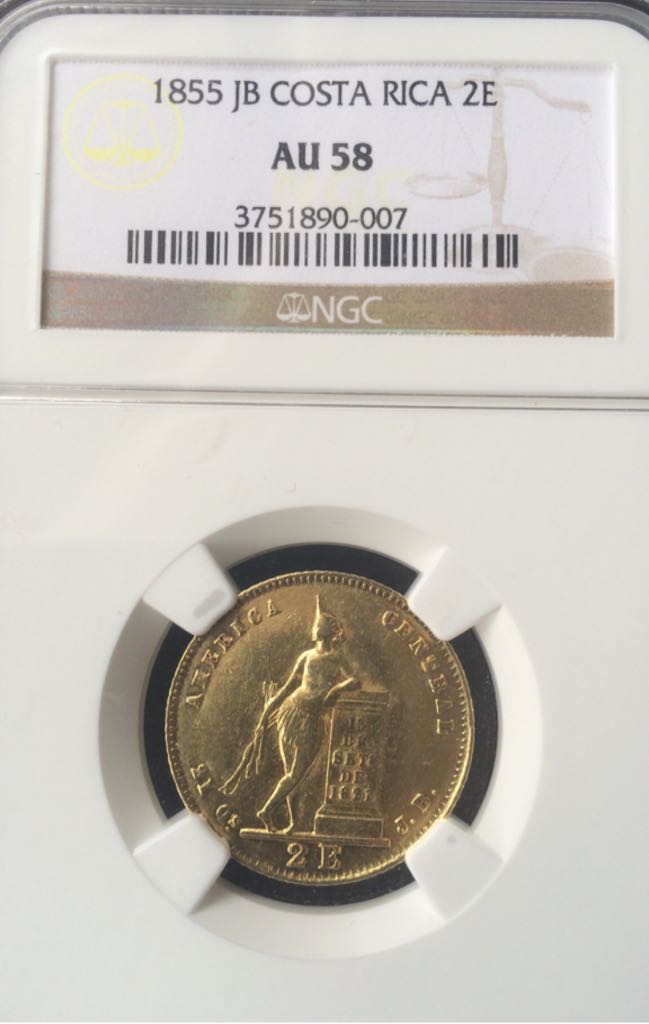 2 Escudos 1855 Costa Rica  coin collectible - Main Image 1