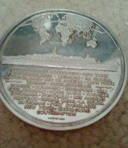 Cunard Queen Elizabeth 2 World Voyage Medal  coin collectible - Main Image 2