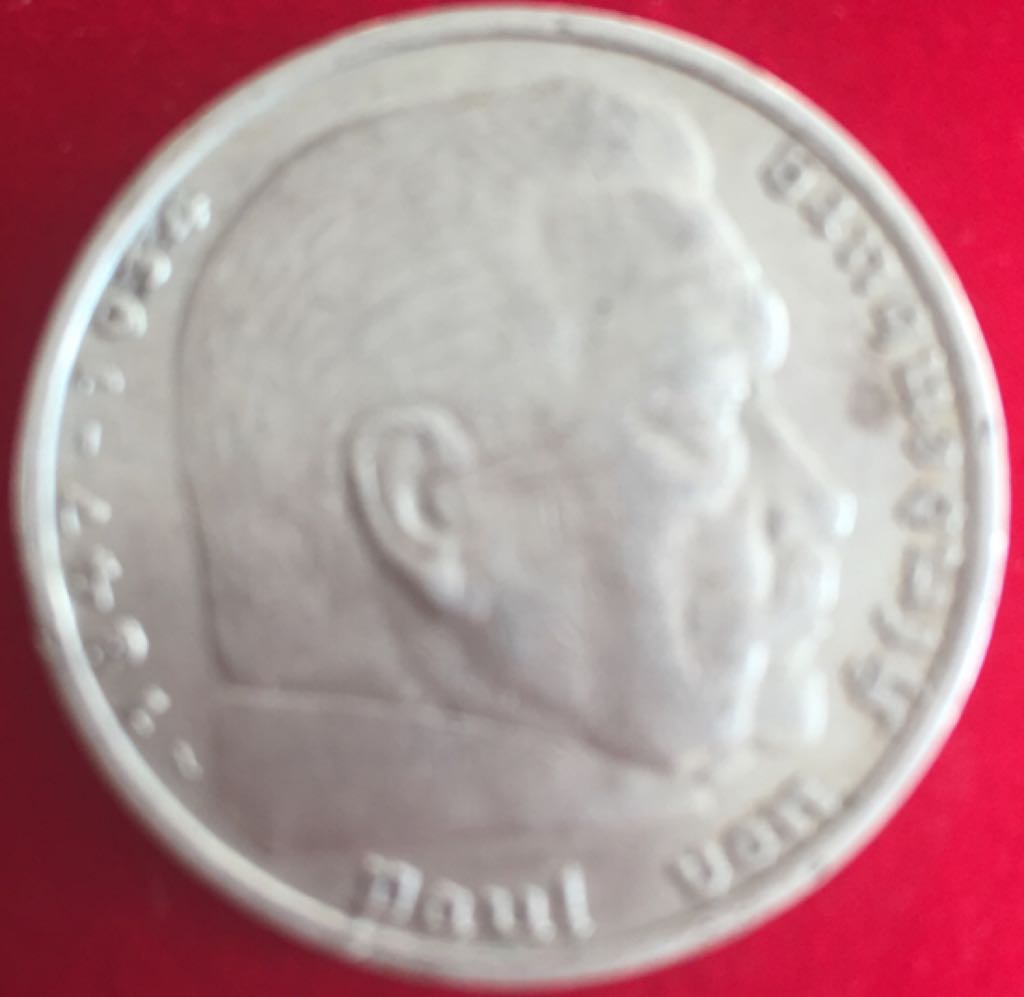 5 Reichsmark 1936A Hindenberg  coin collectible - Main Image 2