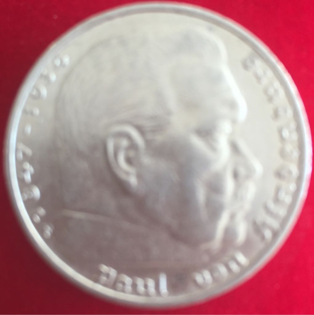 5 Reichsmark 1936F Hindenberg  coin collectible - Main Image 2