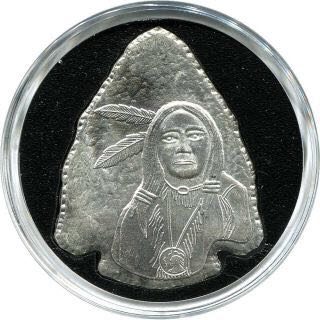 Indian Warrior Arrowhead Shaped 1oz .999 Silver Medallion  coin collectible - Main Image 2