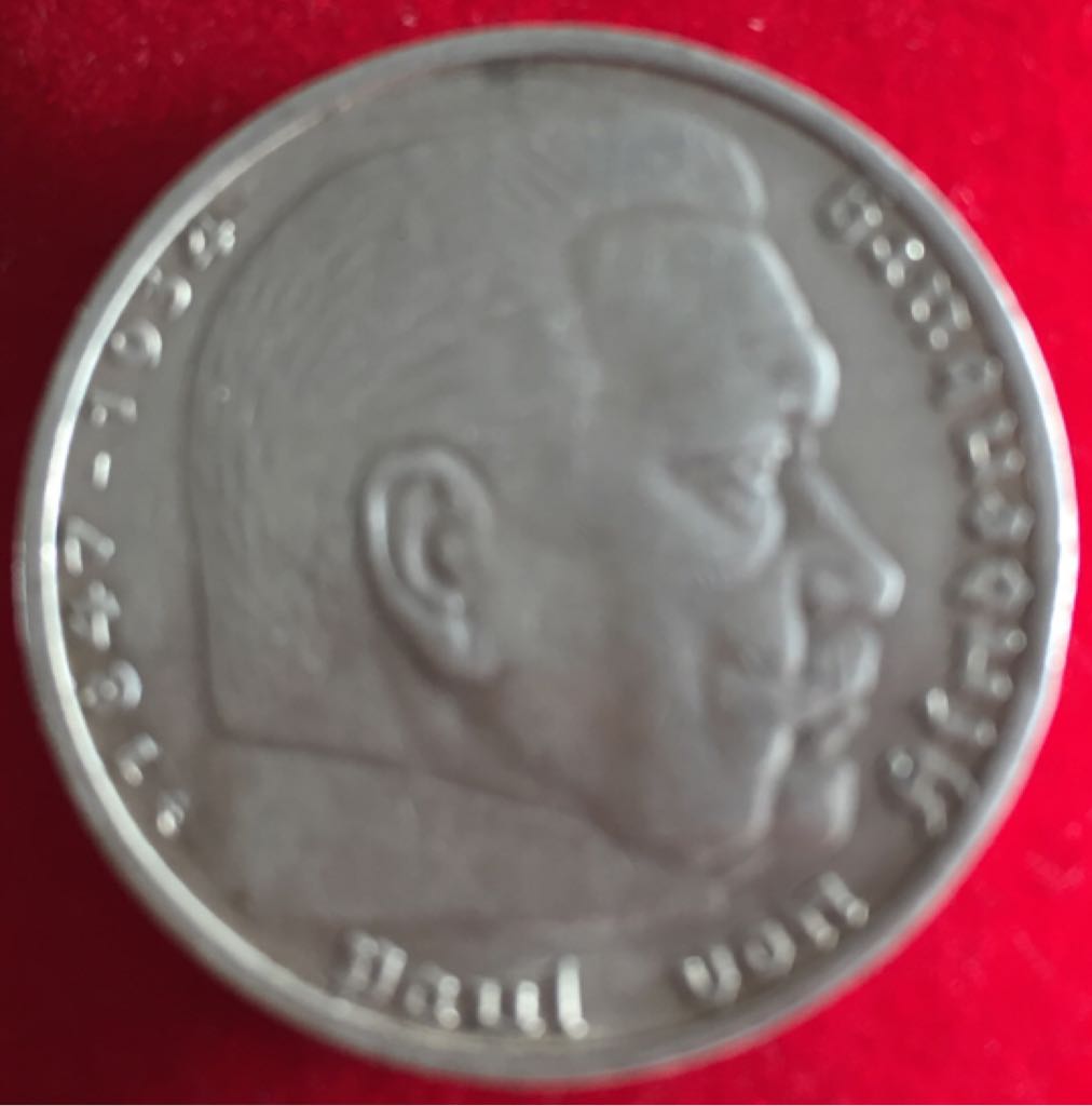 5 Reichsmark 1935F Hindenberg  coin collectible - Main Image 2