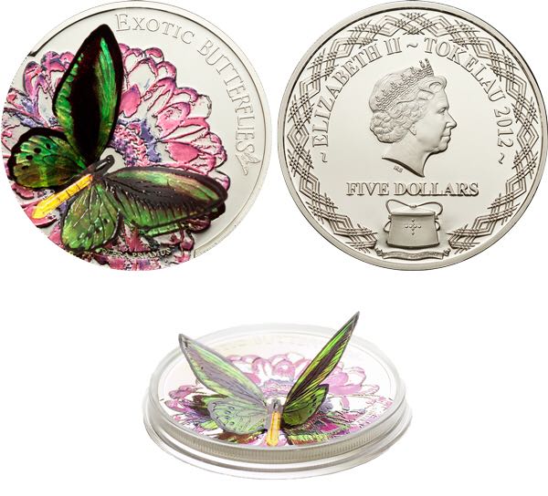 2012 3d Ornithoptera Priamus. Exotic Butterflies Coin  coin collectible - Main Image 2
