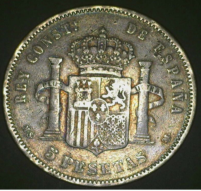 1885 5 Pesetas  coin collectible - Main Image 2