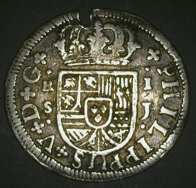 1721 1 Reales Felipe V Crowned Shield Legend Philippus  coin collectible - Main Image 2