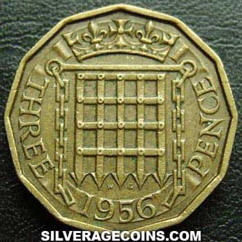 1956 Elizabeth II British Threepence  coin collectible - Main Image 2