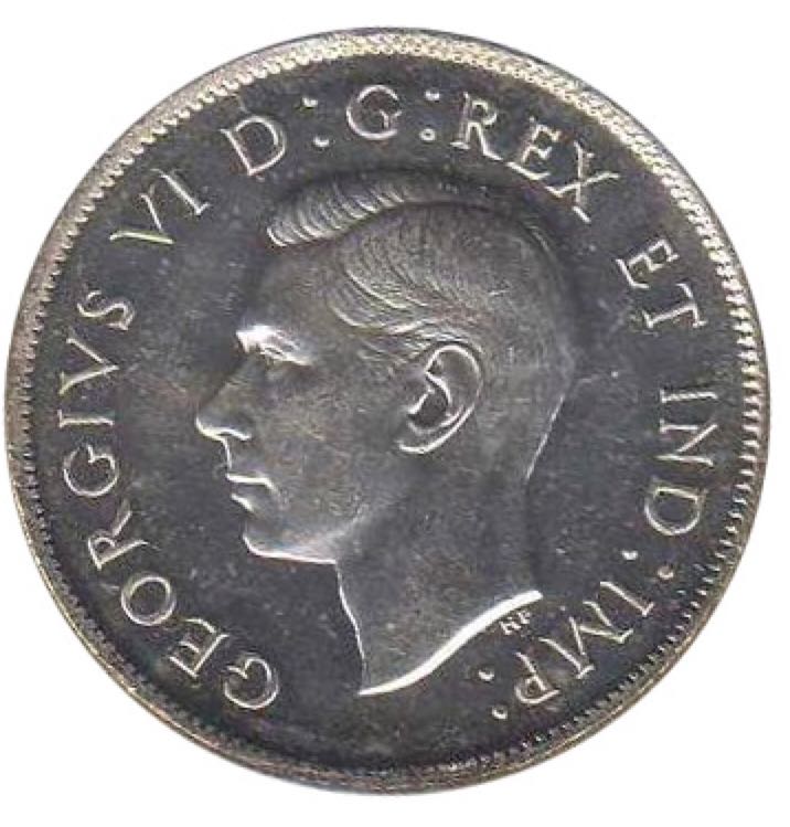 1944 Canadian Fifty Cent Silver Coin  coin collectible - Main Image 2