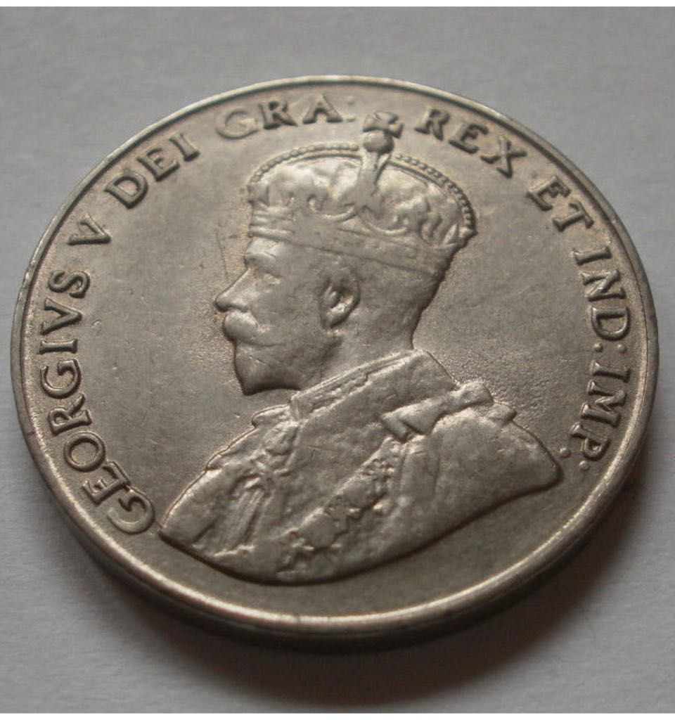 1922 Canadian Five Cent Coin Concave  coin collectible - Main Image 2