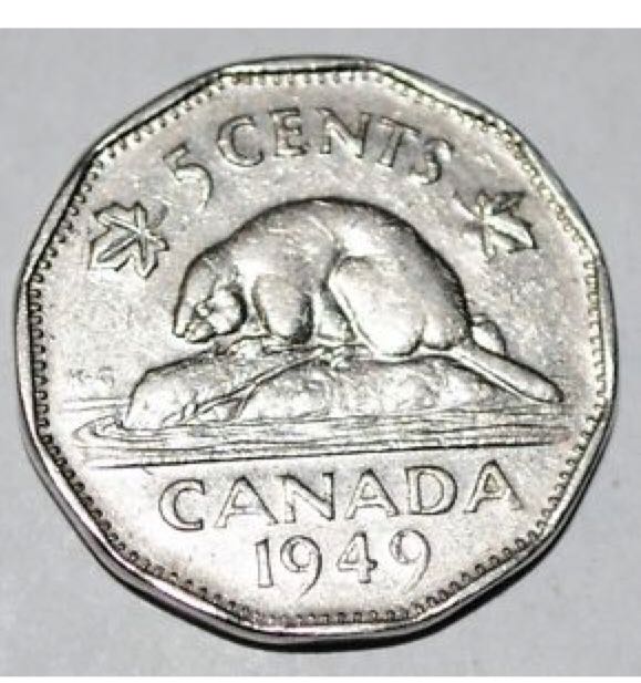 1949 Canadian Five Cent Nickel Coin coin collectible - Main Image 1